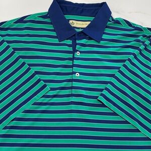 Stylish Men's Polo Shirt with Blue and Green Stripes